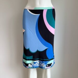 Emilio Pucci knee length abstract silk skirt